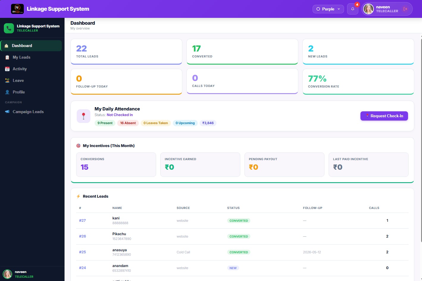 Telecaller Dashboard